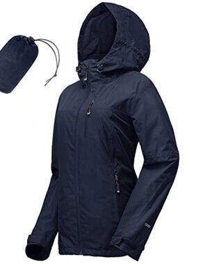 Waterproof Rain Jacket for Women with Hood - Packable Running Cycling